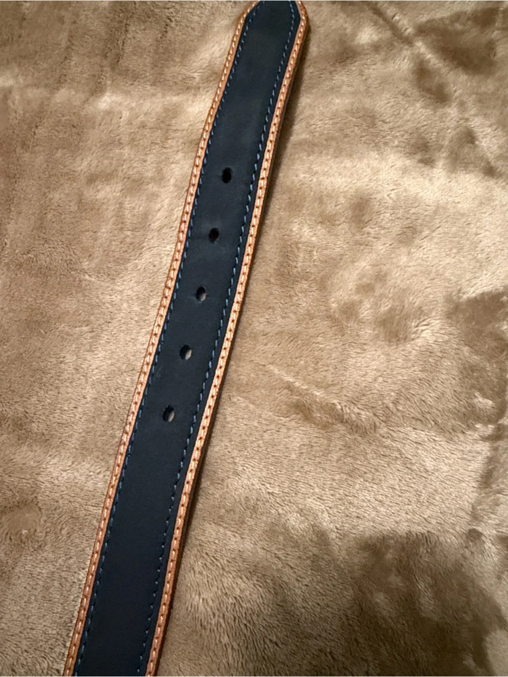 L’artigiano Sorrentino Genuine Leather Belt with Contrast Stitching -Navy Blue